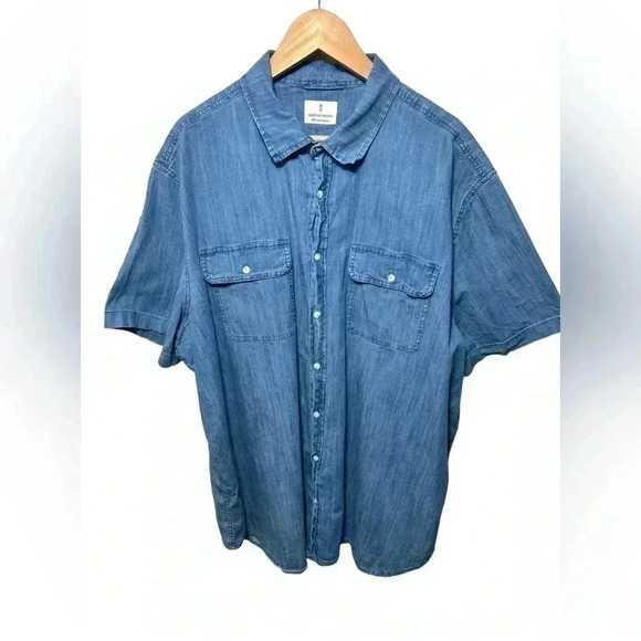 Mutual Weave Mens Denim Short Sleeve Button Up Shirt Size 2XL - Picture 1 of 8